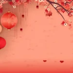 Chinese new year background with traditional lanterns sakura flowers copy space lunar new year