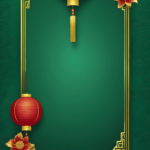 New year empty green background with gold border
