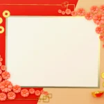 New years flat lay card border frame with gold money flower object decoration 3d re-scaled