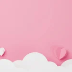 Happy valentine day mother day anniversary paper art design pink white heart with blank space background