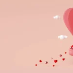 Valentine banner background heart shape balloon air 3D rendering