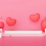 Valentine's day podium product with hearts 3d rendering