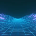 Retro road polygonal road neon background 3d rendering