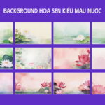 Background hoa sen kiểu màu nước