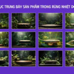 Bục trưng bày sản phẩm trong rừng nhiệt đới
