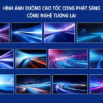 Hình ảnh đường cao tốc cong phát sáng công nghệ tương lai