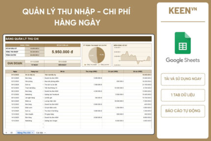 Template Quản lý Thu nhập - Chi phí hàng ngày Google Sheet