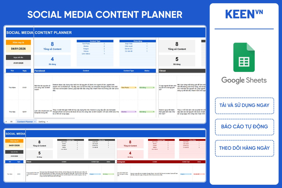 [GS-MAR-001] Social Media Content Planner Google Sheet