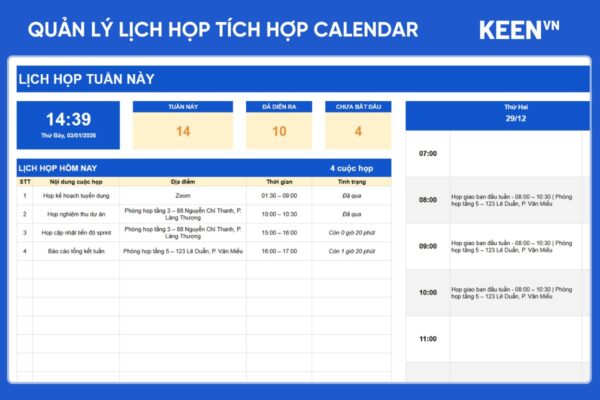 [GS-PLAN-004] Quản lý lịch họp tích hợp Calendar Google Sheet 1