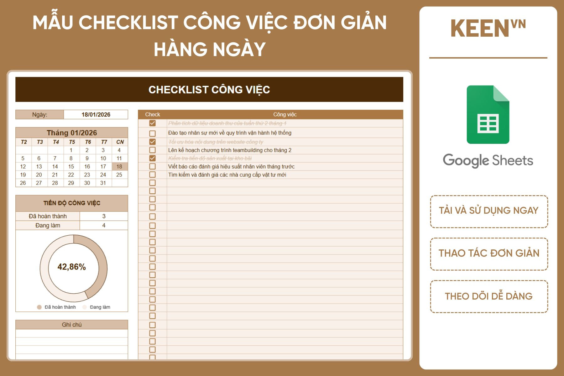 [GS-PLAN-009] Mẫu checklist công việc đơn giản hàng ngày